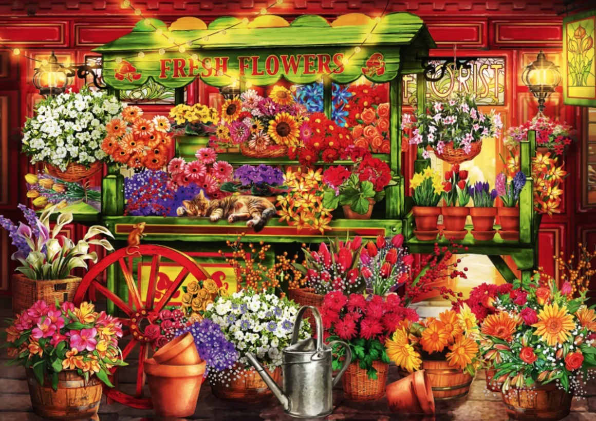 Bluebird Puzzle Kraam op de Bloemenmarkt - puzzel van 1000 stukjes
