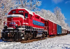 Bluebird Puzzle Rode trein in de sneeuw - puzzel van 1500 stukjes