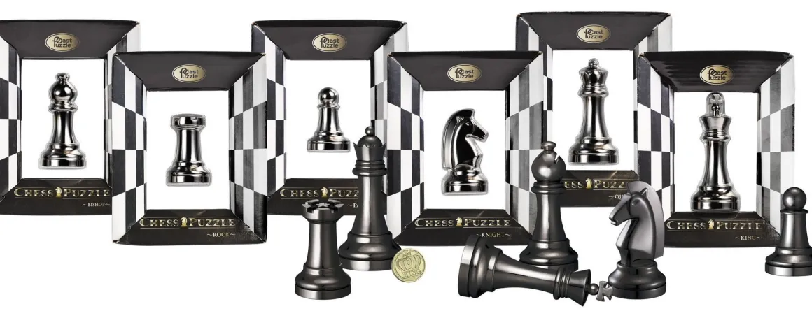 Cast Puzzle Pion Zwart- Schaakstuk - breinbreker