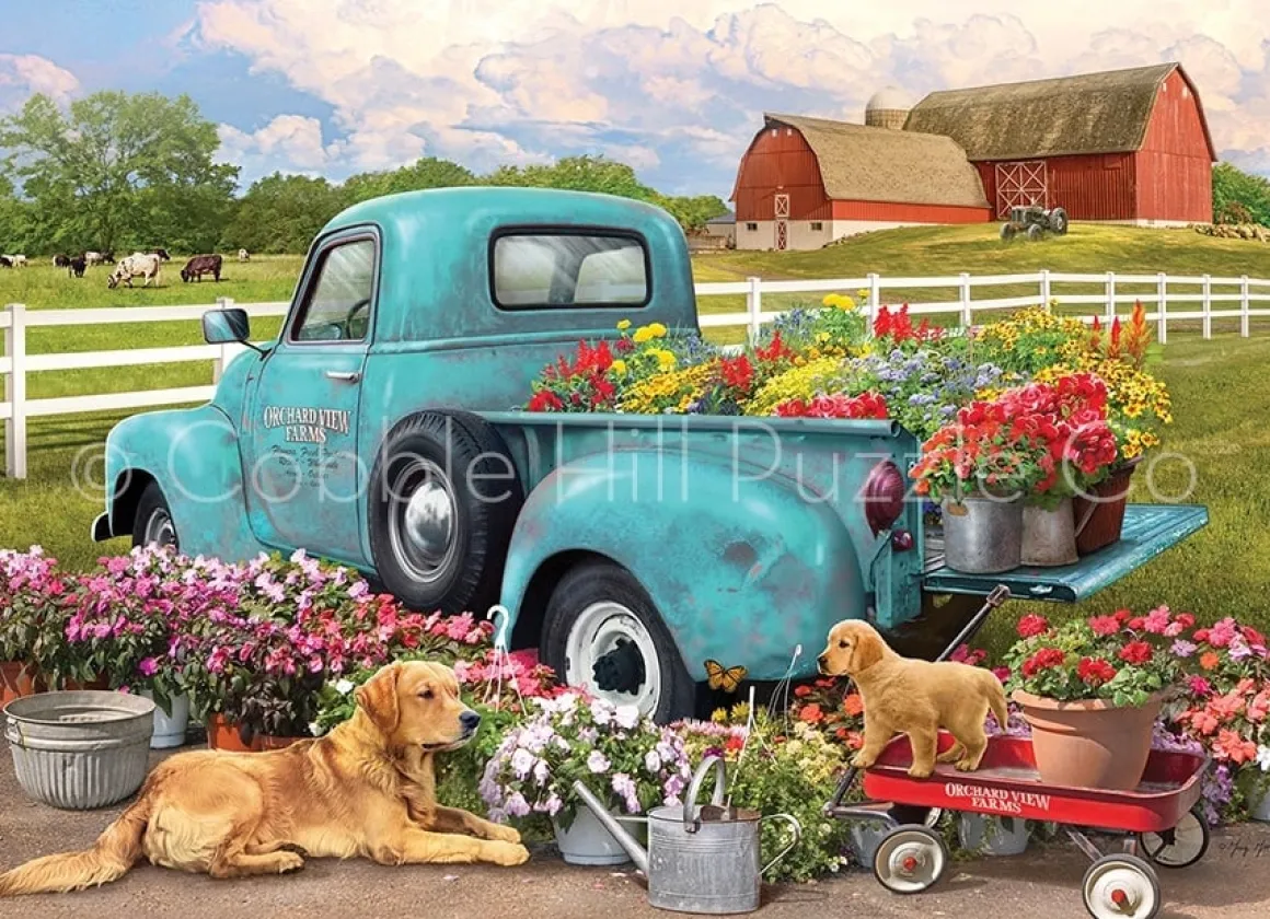 Cobble Hill Bloemen Pick-up Truck - puzzel van 1000 stukjes