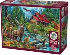 Cobble Hill Blokhut met rood dak - puzzel van 2000 stukjes