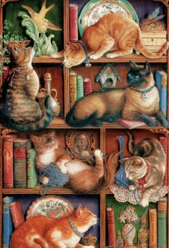 Cobble Hill De boekenkast van Feline - puzzel van 2000 stukjes