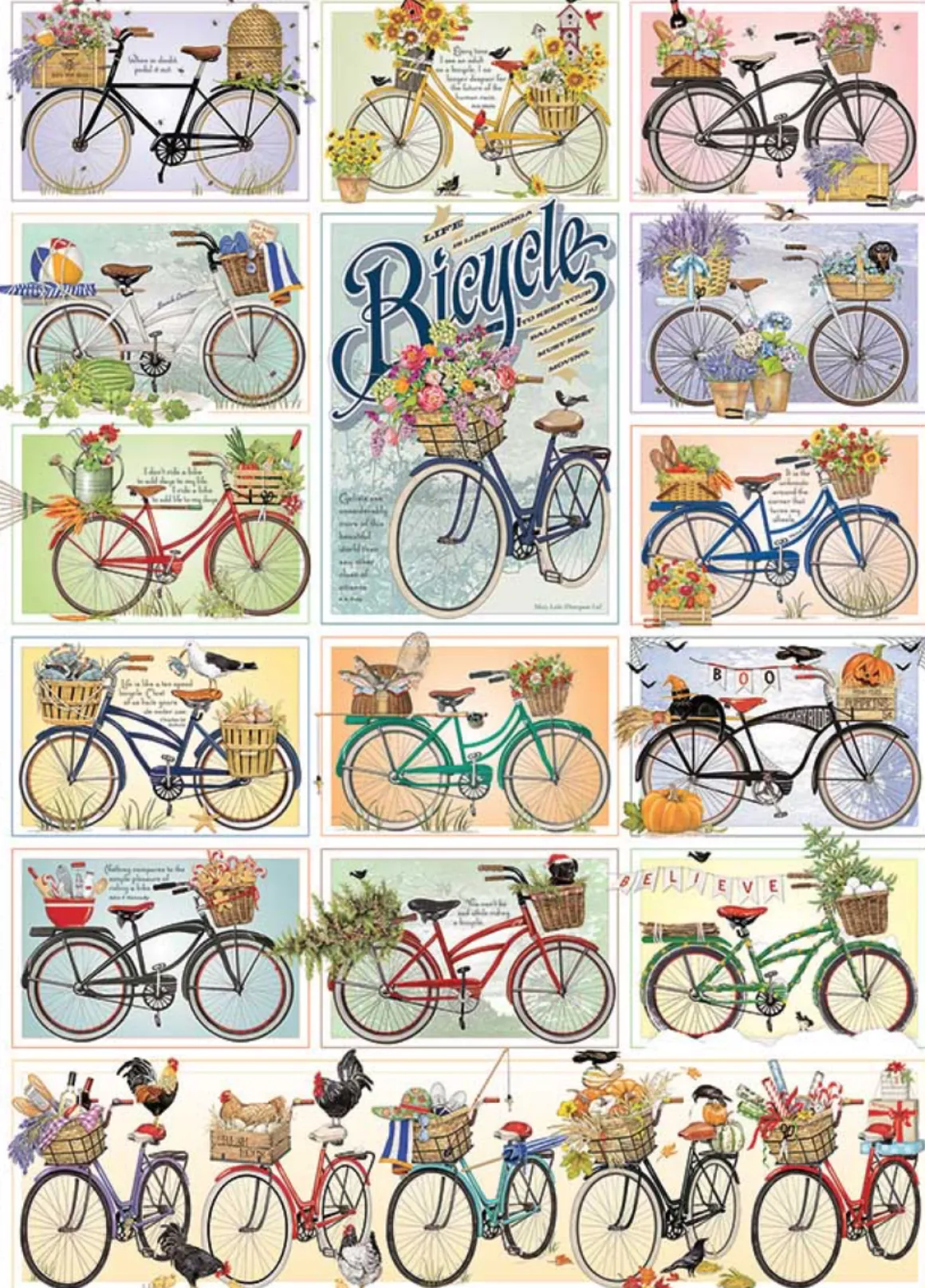 Cobble Hill Kleurrijke fietsen - puzzel van 1000 stukjes
