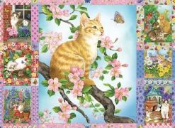 Cobble Hill Quilt met bloesems en kittens - puzzel van 1000 stukjes