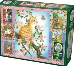 Cobble Hill Quilt met bloesems en kittens - puzzel van 1000 stukjes
