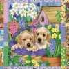 Cobble Hill Quilt met bloesems en puppies - puzzel van 1000 stukjes