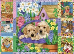 Cobble Hill Quilt met bloesems en puppies - puzzel van 1000 stukjes