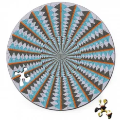 Curiosi Puzzel Double Karussell - Dubbelzijdige Ronde puzzel in hout - 88 stukjes