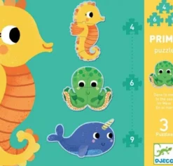 Djeco 3 puzzels dieren in de zee - 4, 6 en 9 stukjes