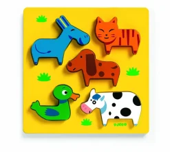 Djeco Als kat en hond - houten puzzel - 5 stukjes
