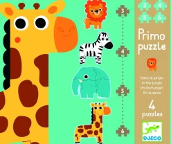 Djeco Diertjes uit de jungle - 4 puzzels - 3, 4, 5 en 6 stukjes