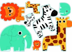 Djeco Diertjes uit de jungle - 4 puzzels - 3, 4, 5 en 6 stukjes