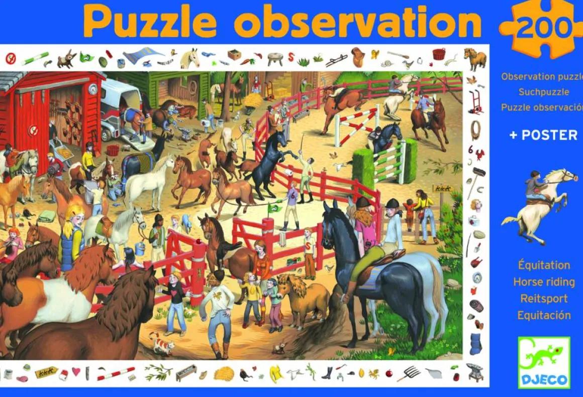 Djeco Drukte op de manege - puzzel van 200 stukjes