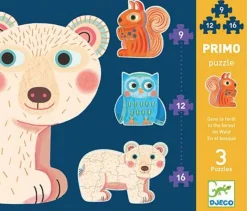 Djeco Eerste puzzels - In het bos - 3 puzzels van 9, 12 en 16 stukjes