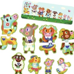 Djeco Groot en klein op de boerderij - 8 puzzels van 2 stukjes
