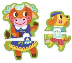 Djeco Groot en klein op de boerderij - 8 puzzels van 2 stukjes