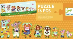 Djeco Groot en klein op de boerderij - 8 puzzels van 2 stukjes