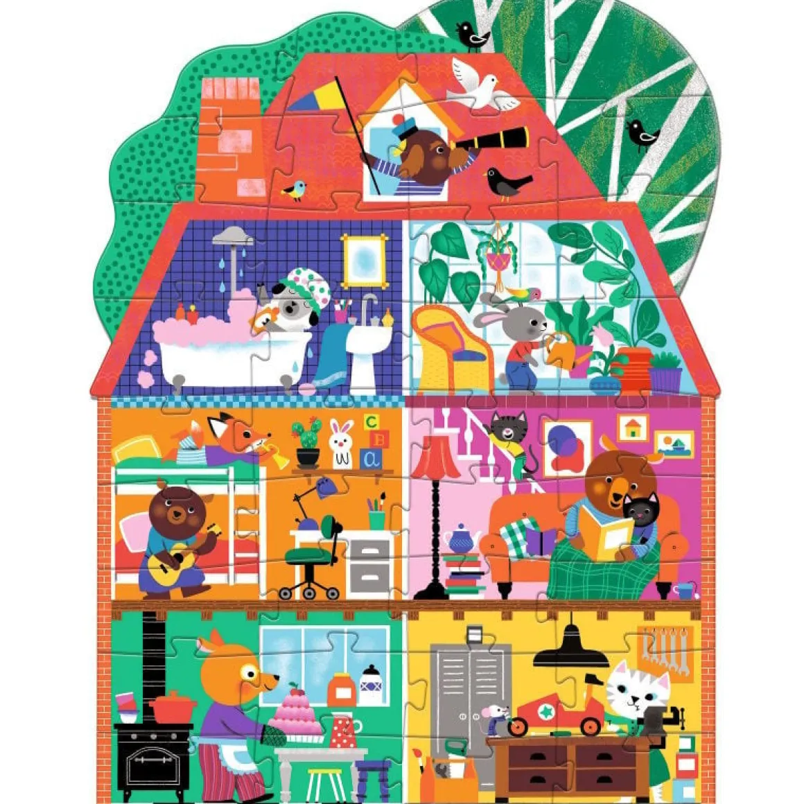 Djeco Het huis van de kleine vriendjes - Reuzepuzzel van 36 stukjes