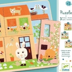 Djeco Laagjespuzzel Het huis vol leven - 12 stukjes