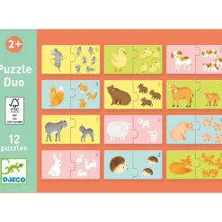 Djeco Puzzel duo - Baby Diertjes - 12 x 2 stukjes