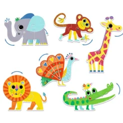 Djeco Puzzel duo - Bewegende Jungle dieren - 6 x 2 stukjes