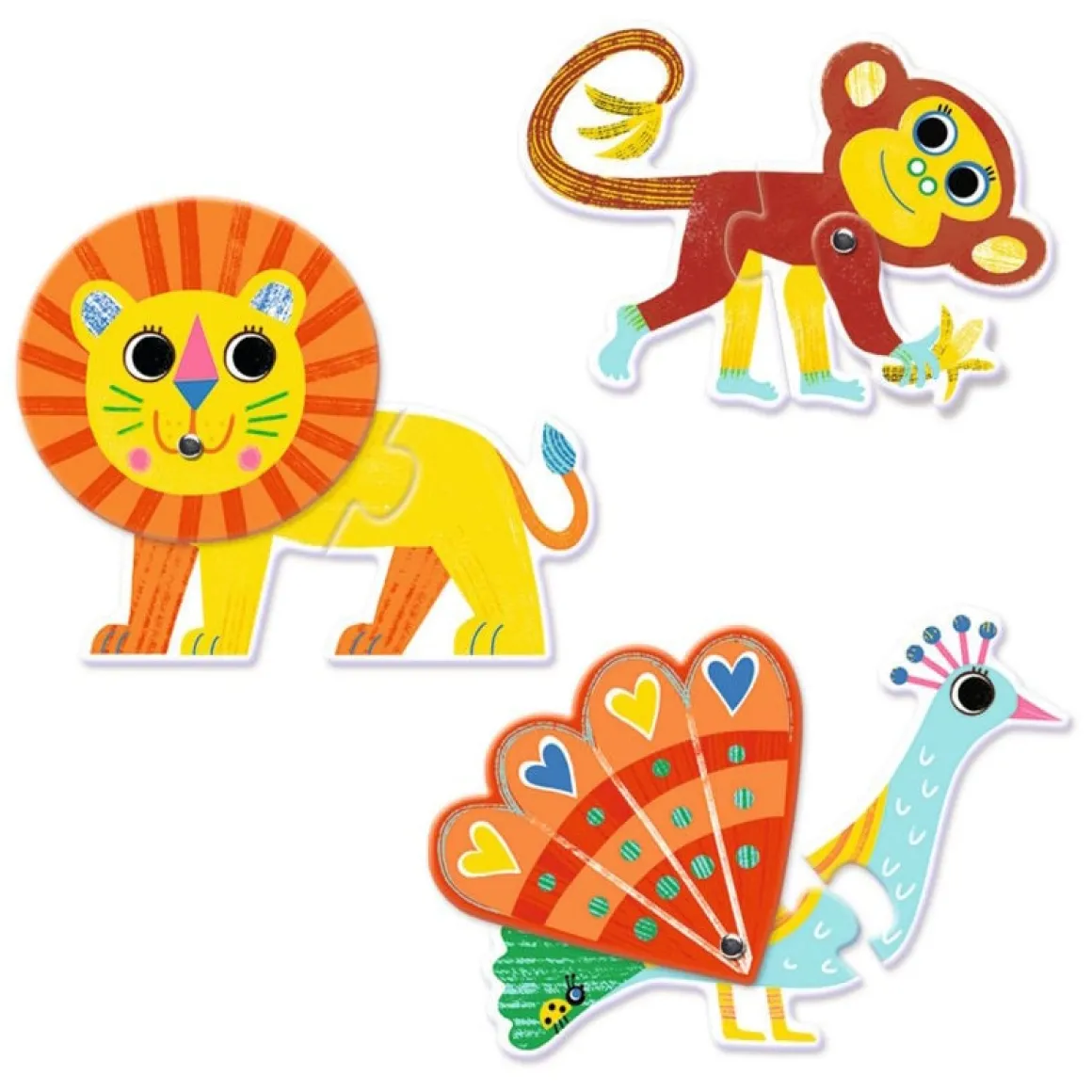 Djeco Puzzel duo - Bewegende Jungle dieren - 6 x 2 stukjes
