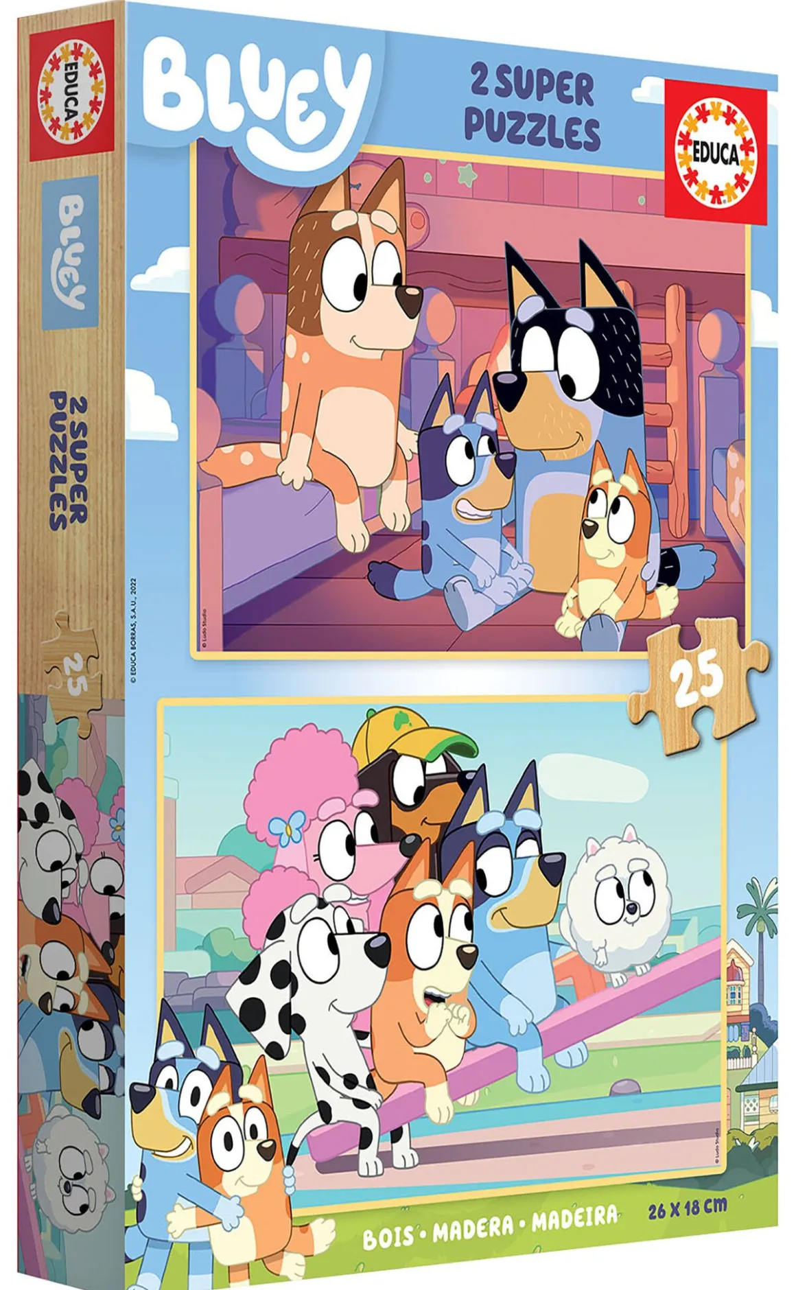 Educa HOUT: Bluey - 2 x 25 stukjes