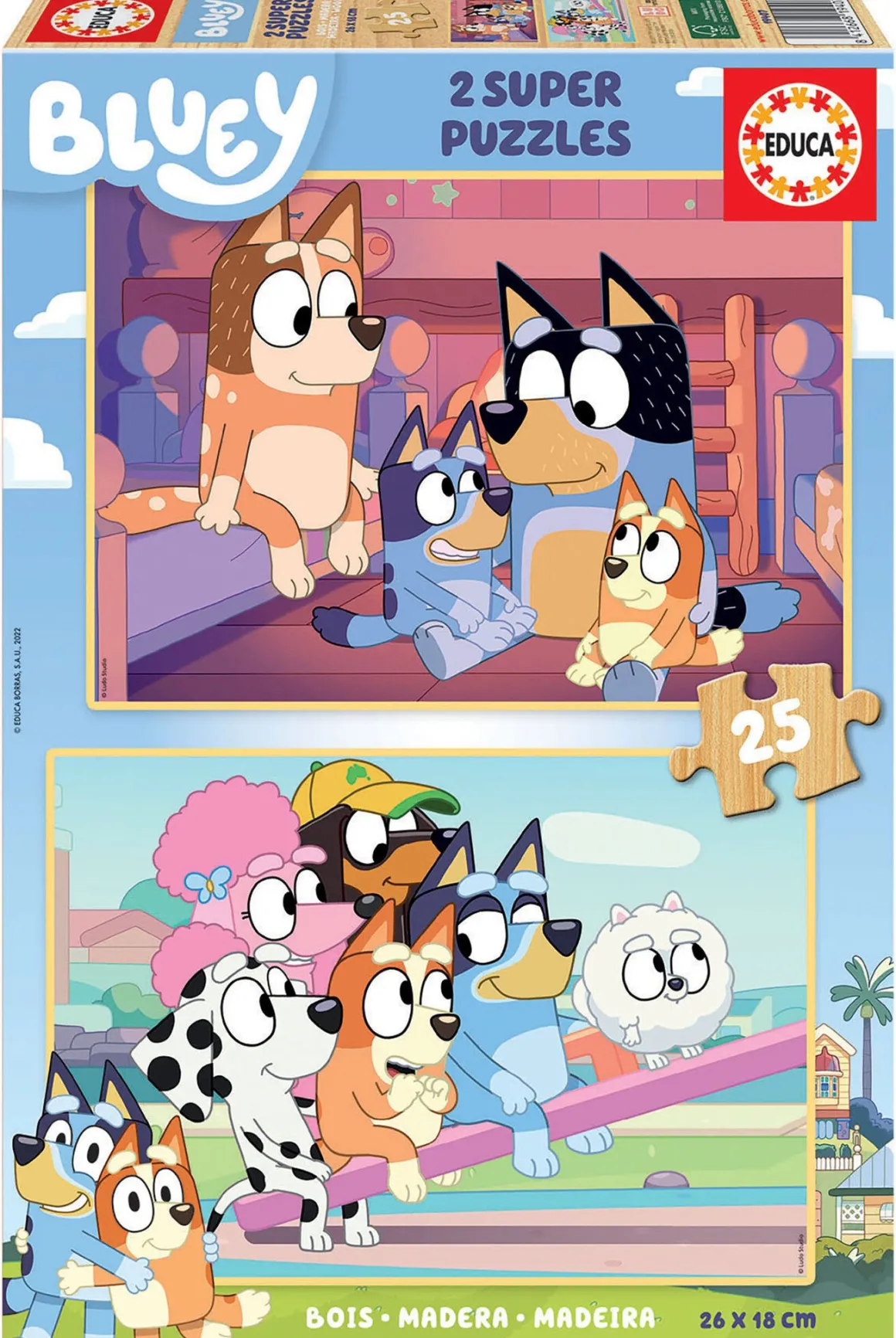 Educa HOUT: Bluey - 2 x 25 stukjes