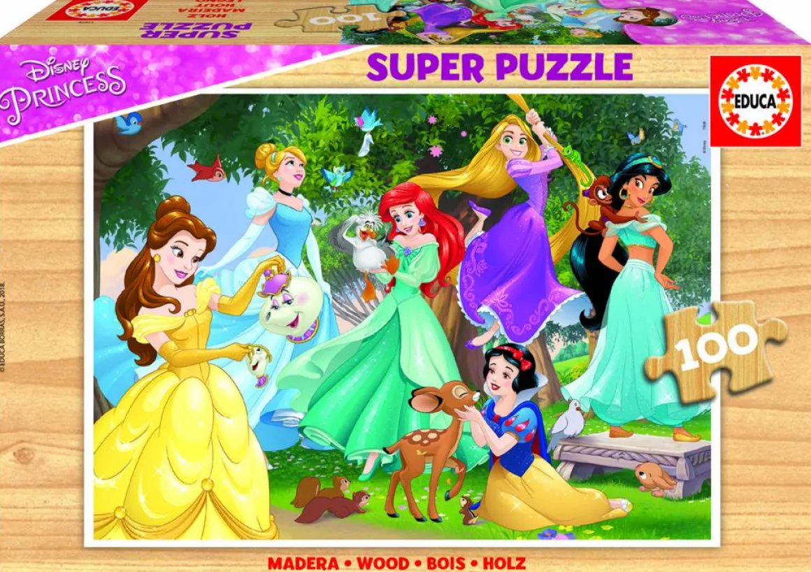 Educa HOUT: Disney Prinsessen - houten puzzel van 100 stukjes