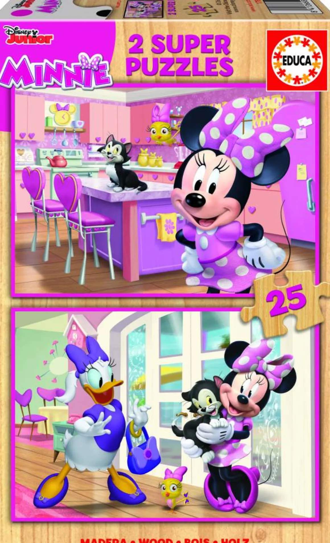 Educa HOUT: Minnie and the Happy Helpers - 2 puzzels x 25 stukjes