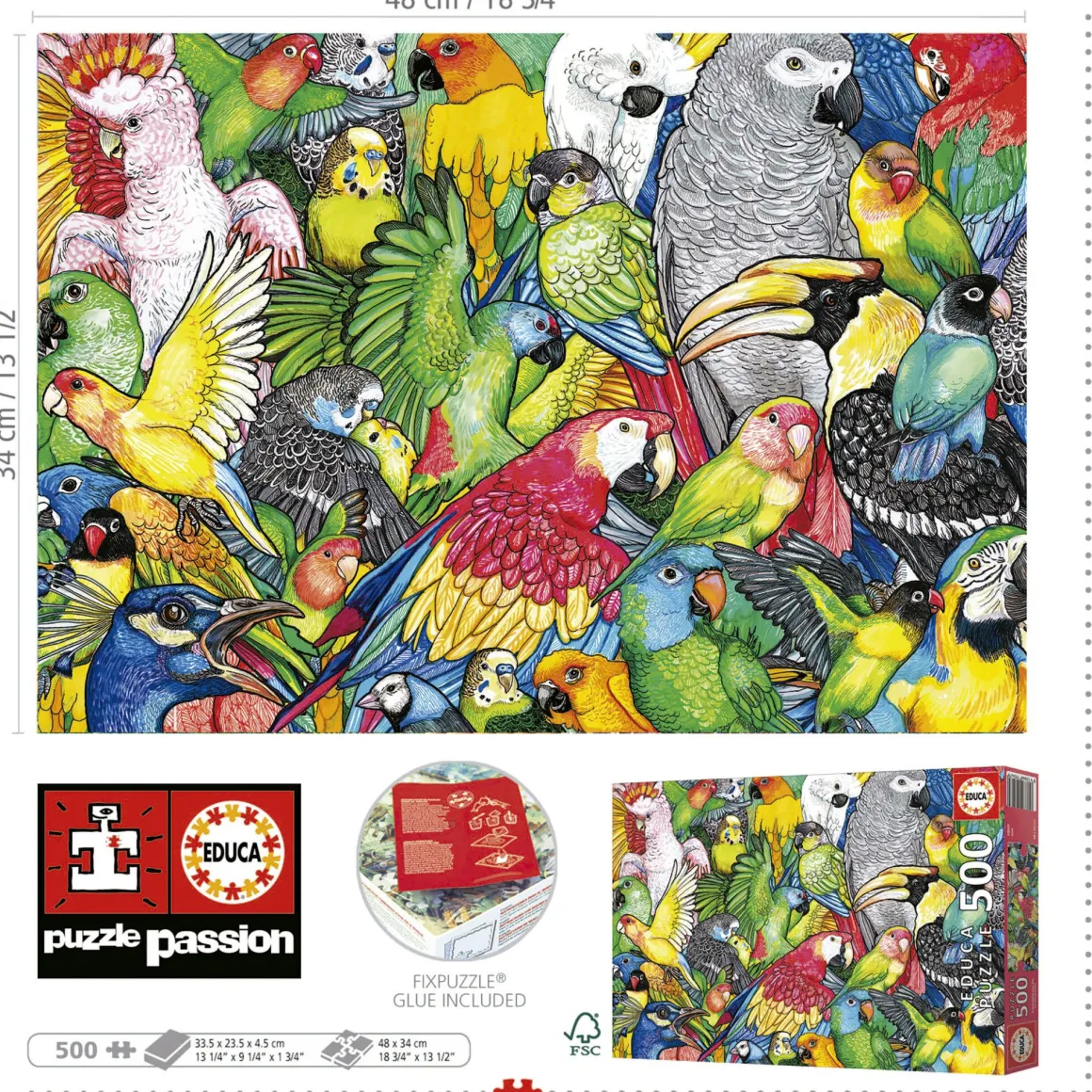 Educa Papegaaien - legpuzzel van 500 stukjes