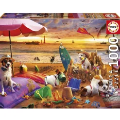 Educa Spelende honden op het strand - puzzel 1000 stukjes