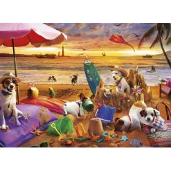 Educa Spelende honden op het strand - puzzel 1000 stukjes