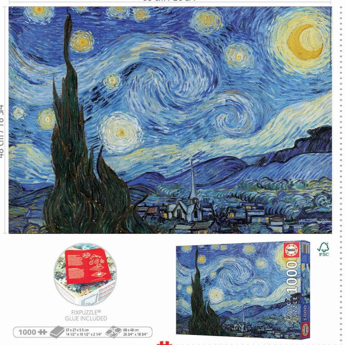 Educa Vincent van Gogh - Sterrennacht - puzzel 1000 stukjes