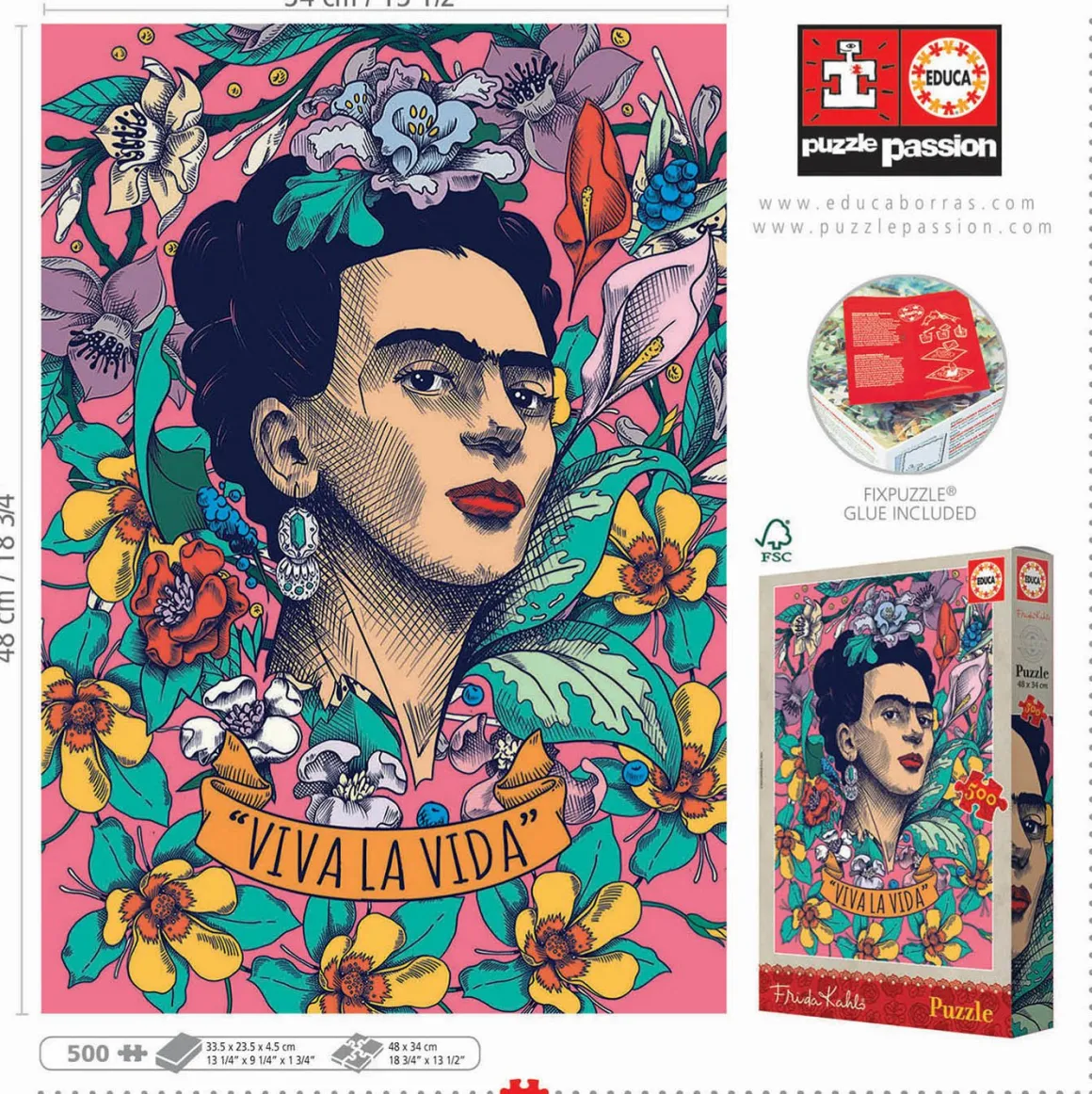 Educa Viva la Vida - Frida Kahlo - legpuzzel van 500 stukjes