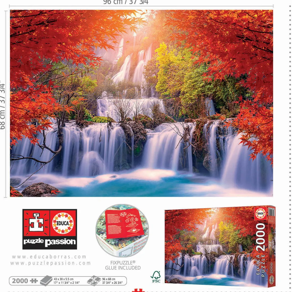 Educa Waterval in Thailand - puzzel van 2000 stukjes