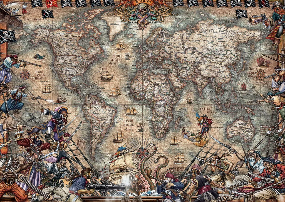 Educa Wereldkaart van de Piraten - puzzel van 2000 stukjes
