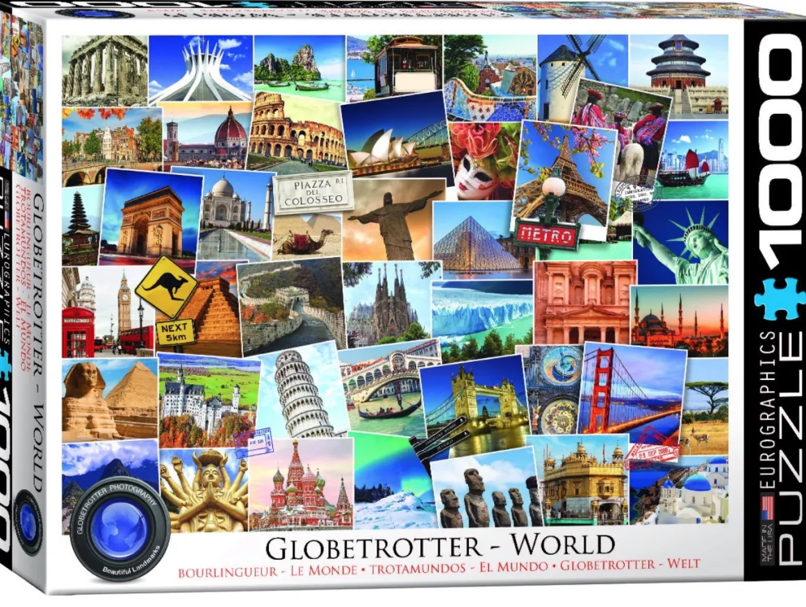 Eurographics Puzzles Globetrotter - Wereld - Collage - puzzel van 1000 stukjes