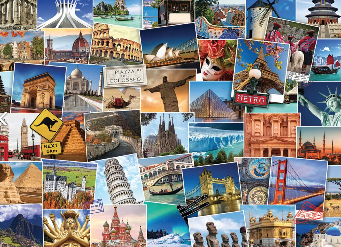 Eurographics Puzzles Globetrotter - Wereld - Collage - puzzel van 1000 stukjes