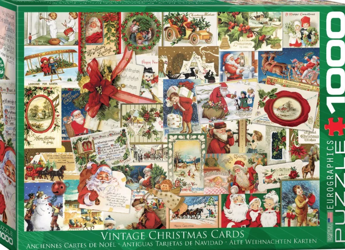 Eurographics Puzzles Vintage Kerstkaarten - puzzel van 1000 stukjes