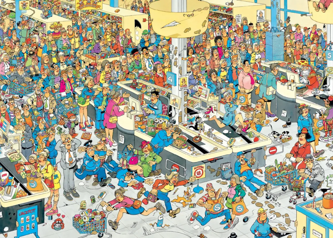 Jumbo Kassa Erbij! - Jan van Haasteren - puzzel van 1000 stukjes