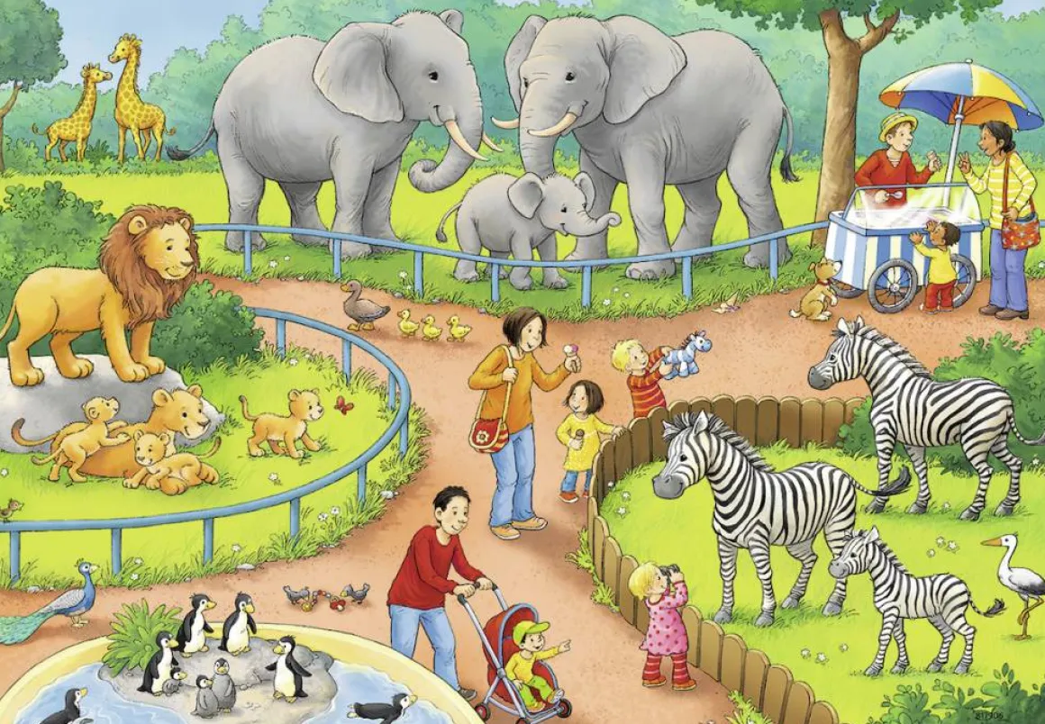 Ravensburger Een dag in de dierentuin - 2 puzzels van 24 stukjes