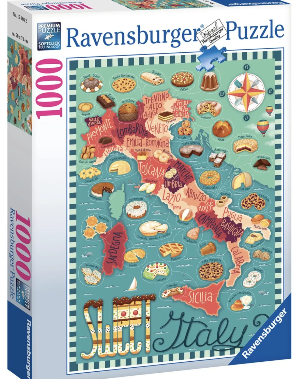 Ravensburger Kaart van Italië - Zoetigheden - 1000 stukjes