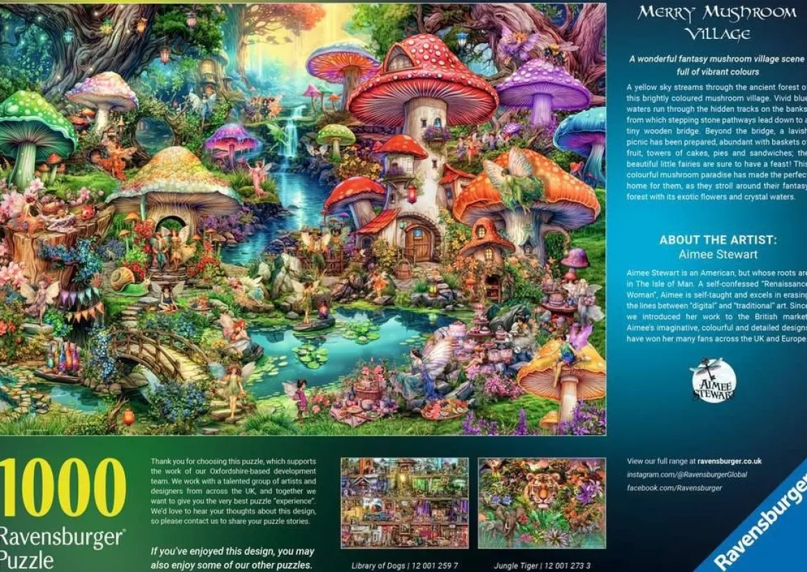 Ravensburger Merry Mushroom Village - Aimee Stewart - puzzel van 1000 stukjes