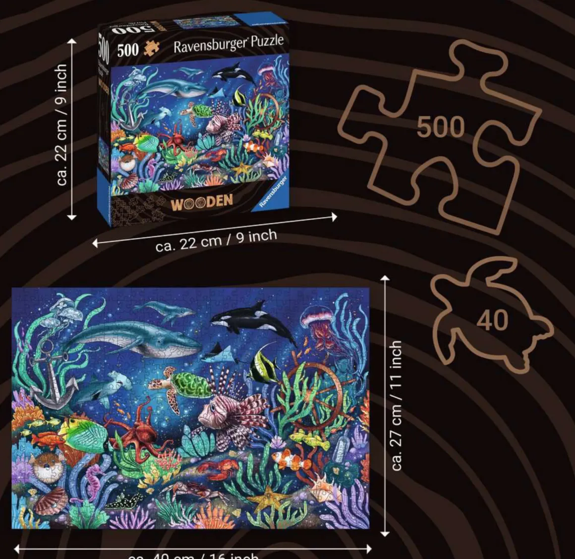 Ravensburger Onder de Zee - Houten Contourpuzzel - 500 stukjes