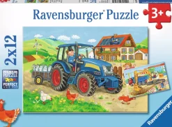 Ravensburger Op de bouwplaats en boerderij - 2 puzzels van 12 stukjes