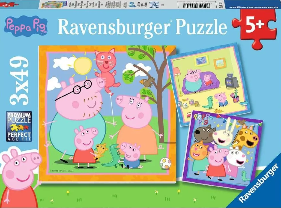Ravensburger Peppa Pig - Familie en vriendjes - 3 puzzels van 49 stukjes