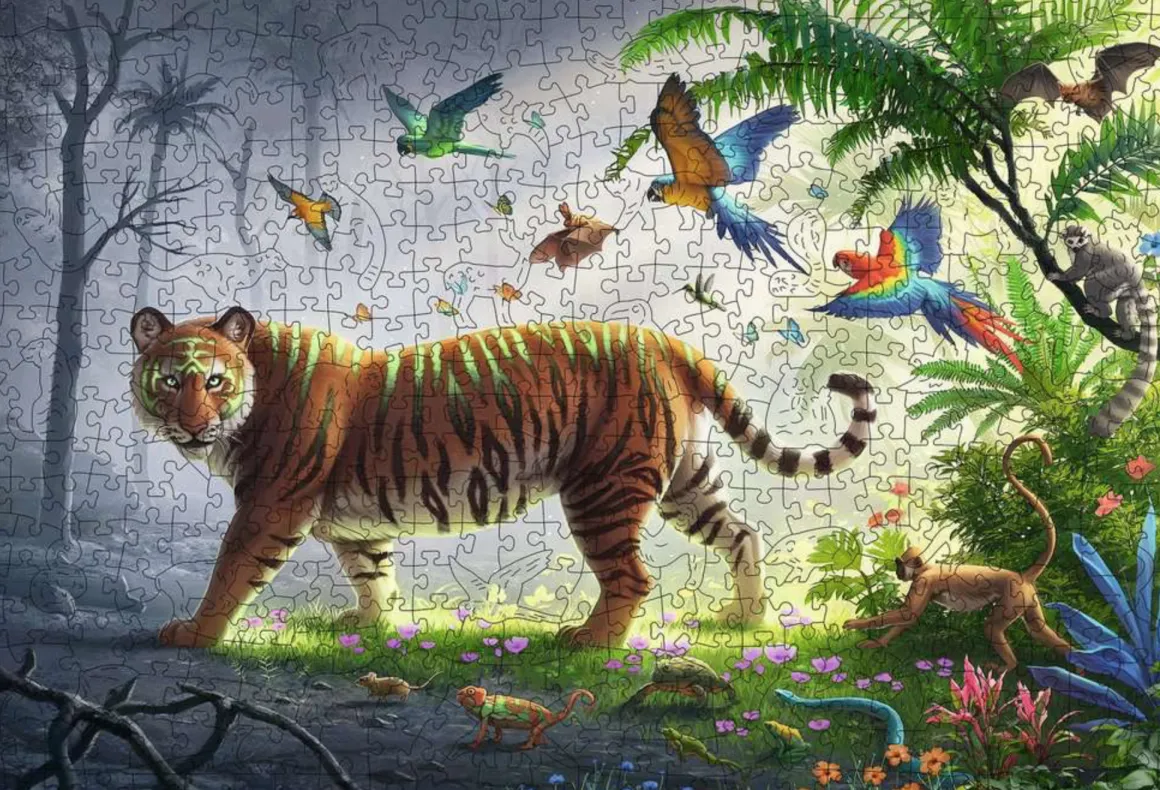Ravensburger Tijger in de jungle - Houten Contourpuzzel - 500 stukjes