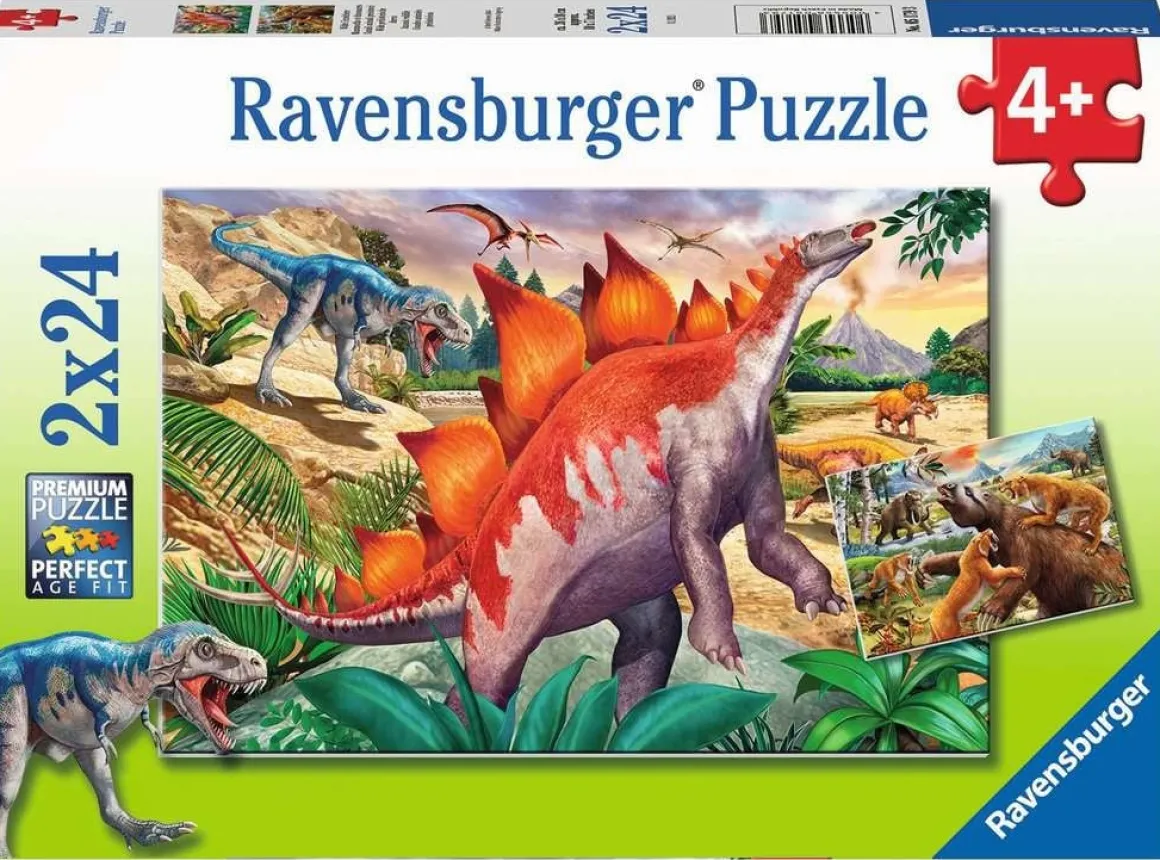 Ravensburger Wilde oertijddieren - 2 puzzels van 24 stukjes