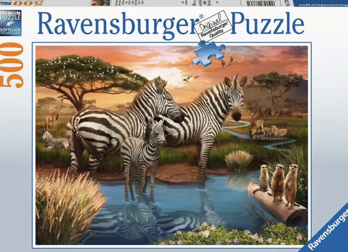 Ravensburger Zebra´s bij de drinkplaats - puzzel van 500 stukjes